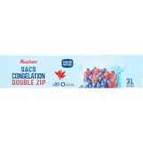 AUCHAN Sacs de congélation fermeture à zip 3L