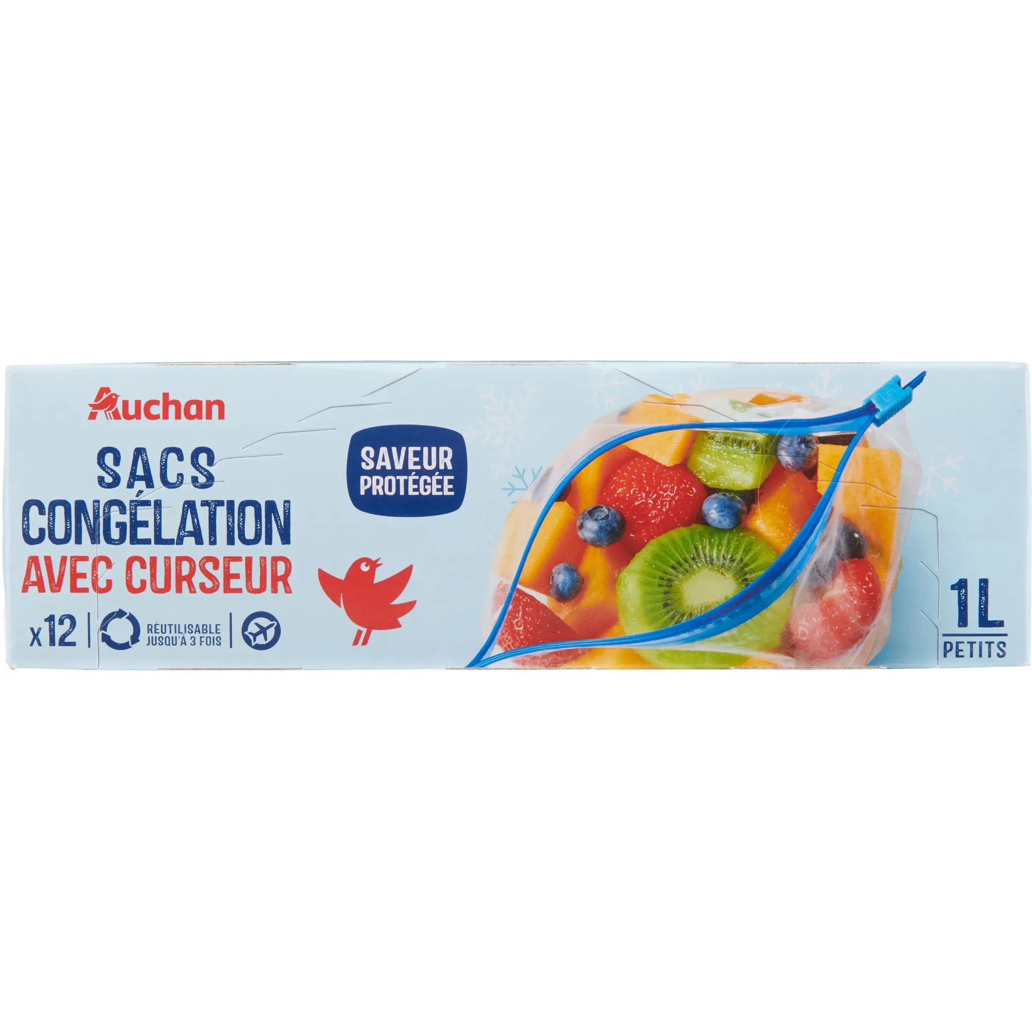 AUCHAN Sacs de congélation fermeture à curseur 1L