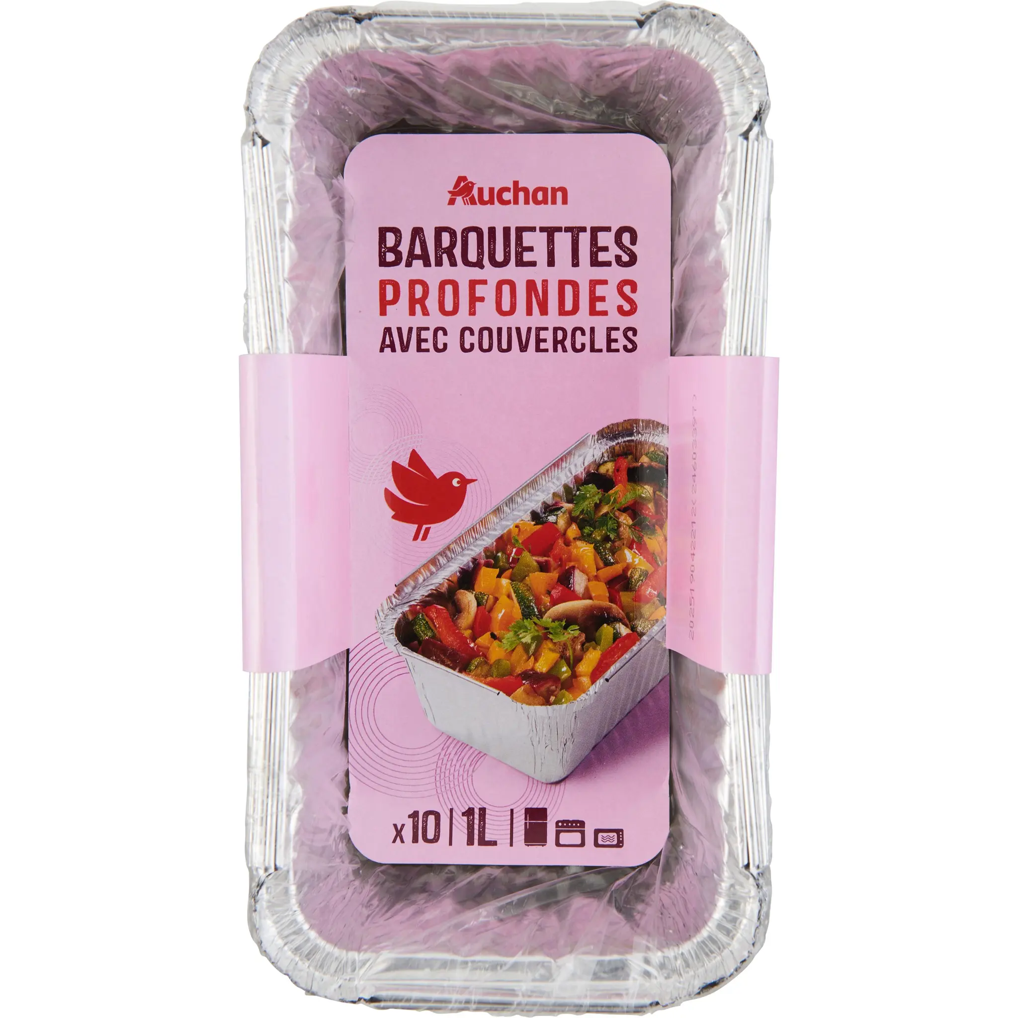 AUCHAN Barquettes profondes avec couvercles 1L