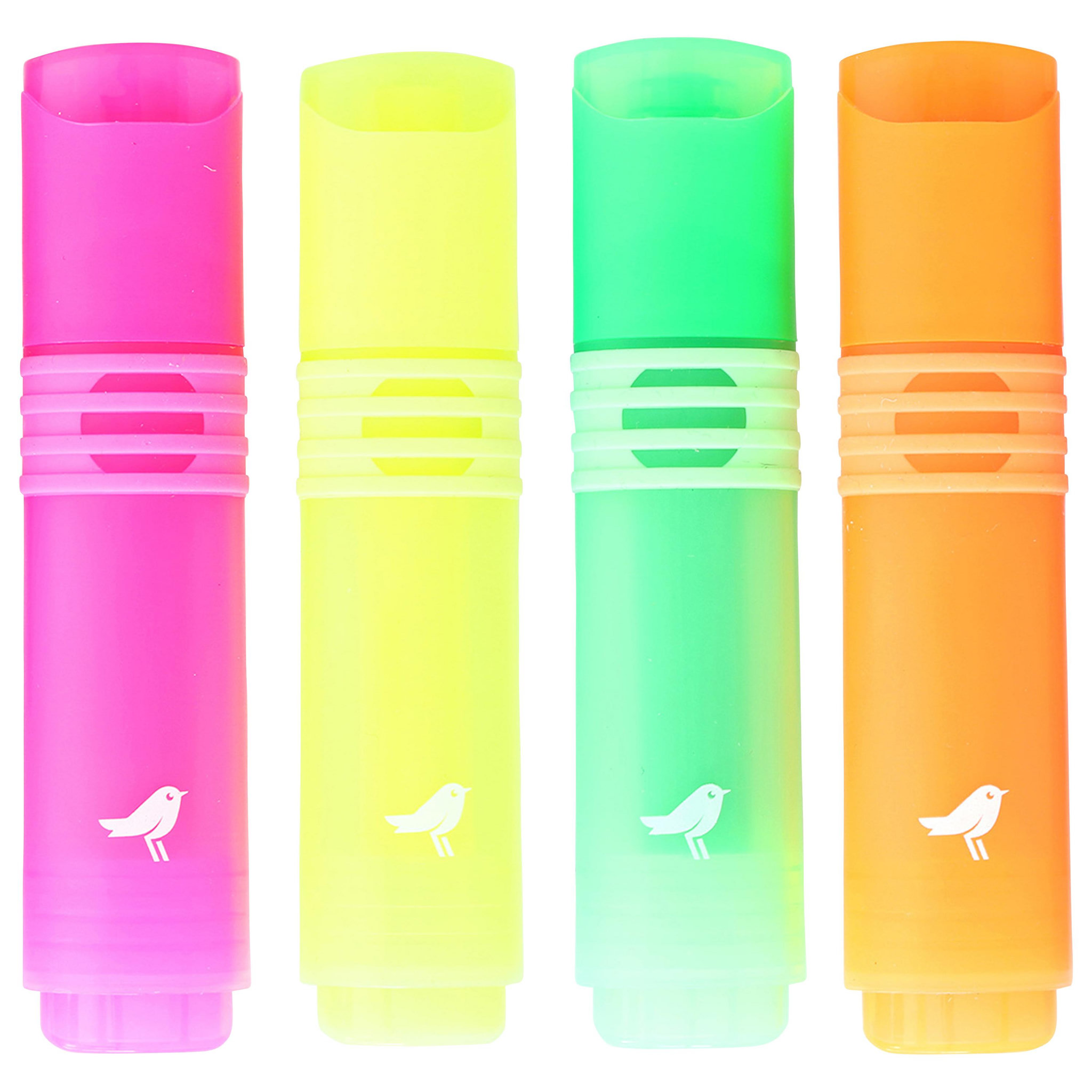 AUCHAN Lot de 4 surligneurs coloris assortis pointe biseautée