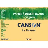 CANSON Pochette Feuille à grain x12 224G 21x29.7cm