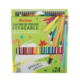 AUCHAN Pochette de 24 crayons de couleurs 18cm Bout de gomme Plastique