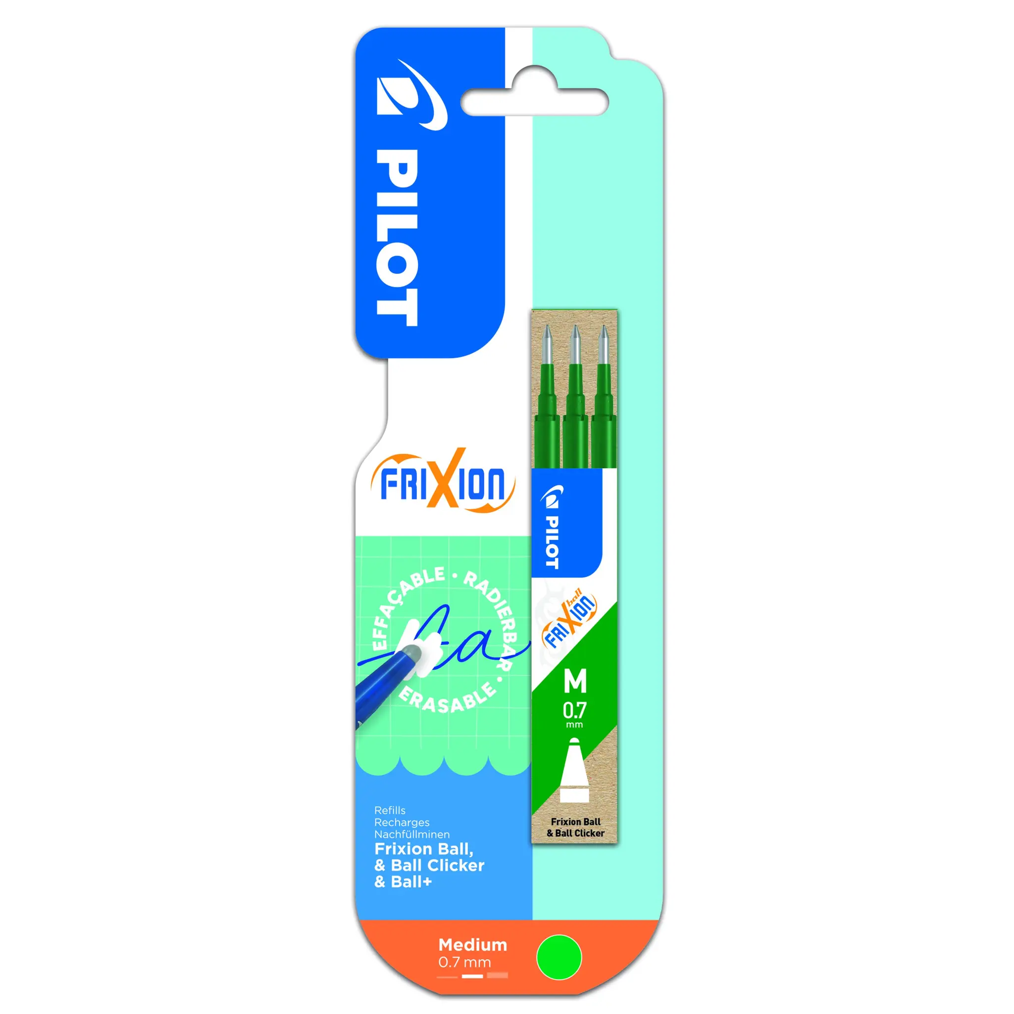 PILOT Recharge vert pour roller effaçable pointe moyenne x3