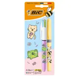 BIC Stylo 4 couleurs+surligneurs Kawai Pastel