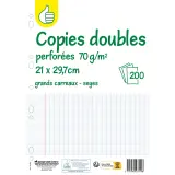 POUCE Copies doubles 200 pages 21x29,7cm grands carreaux Seyes perforées
