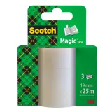 3M Lot de 3 recharges adhésif invisible 25M m Scotch
