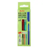 AUCHAN Lot de 4 stylos roller pointe moyenne 0.7mm coloris assortis