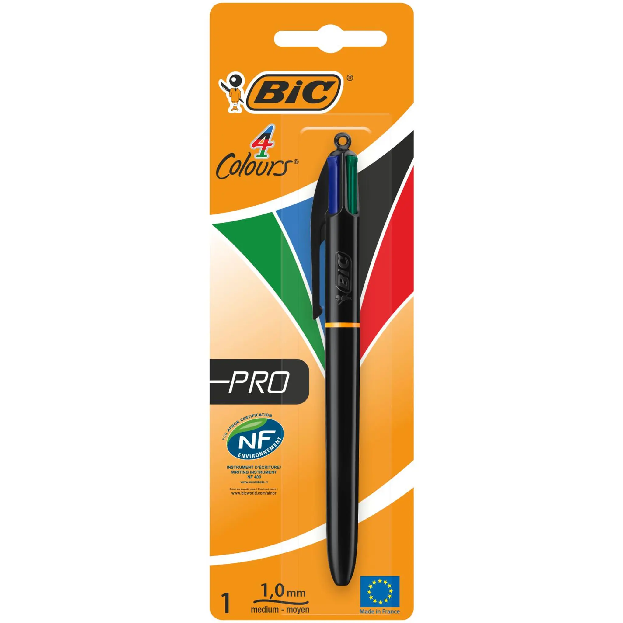 BIC Stylo à Billes Rétractable 4 couleurs pointe moyenne