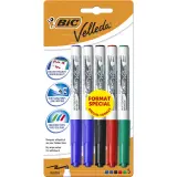 BIC Lot de 5 marqueurs pour tableau blanc effaçables à sec pointe moyenne VELLEDA bleu-noir-rouge-vert