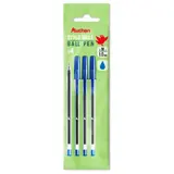AUCHAN Lot de 4 stylos bille bleus pointe moyenne 1 mm en bouteille recyclée