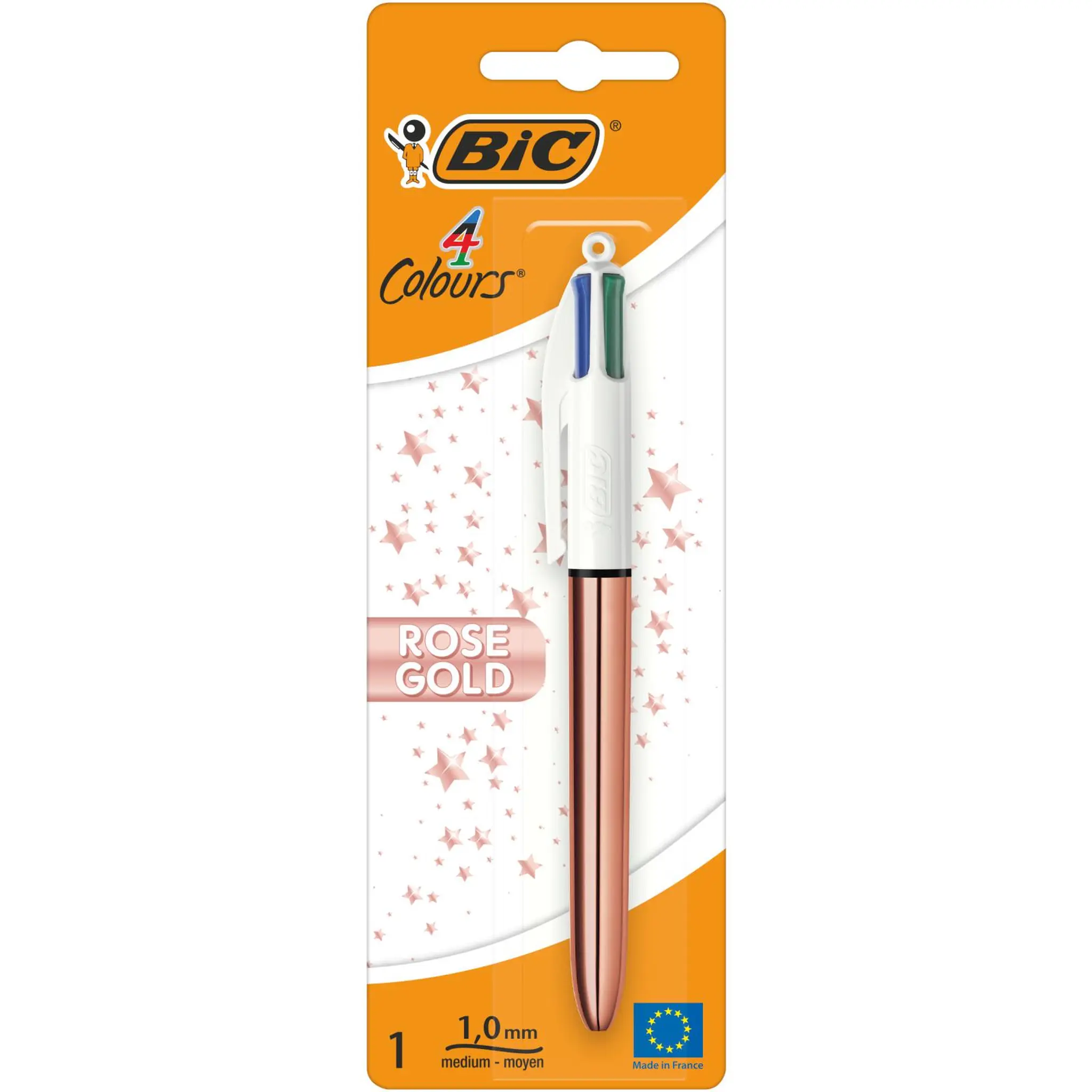 BIC Stylo bille 4 couleurs Pointe moyenne 1mm - Rose Gold