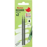 AUCHAN Lot de 2 recharges roller gel effaçable noir
