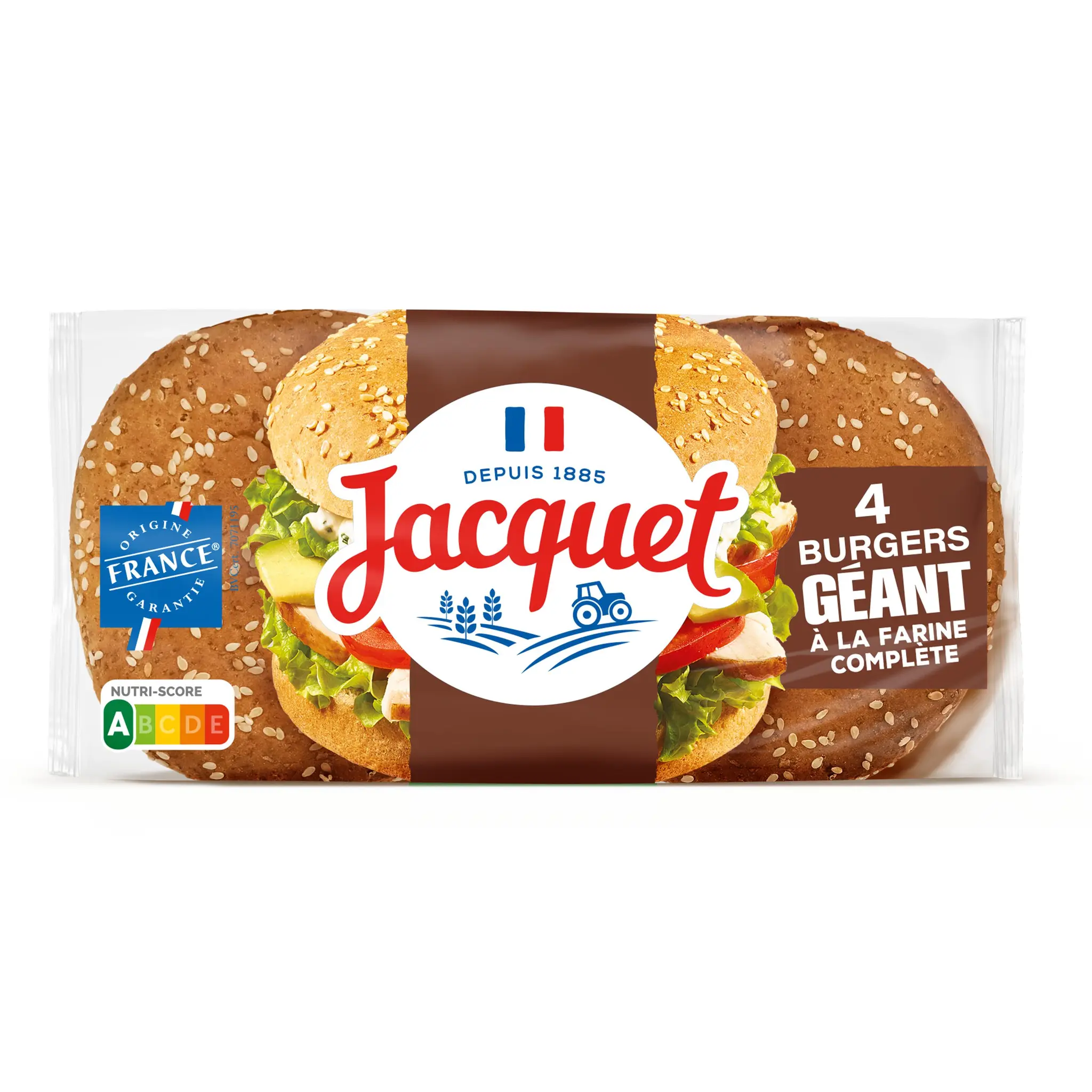 JACQUET Pain burger géant à la farine complète