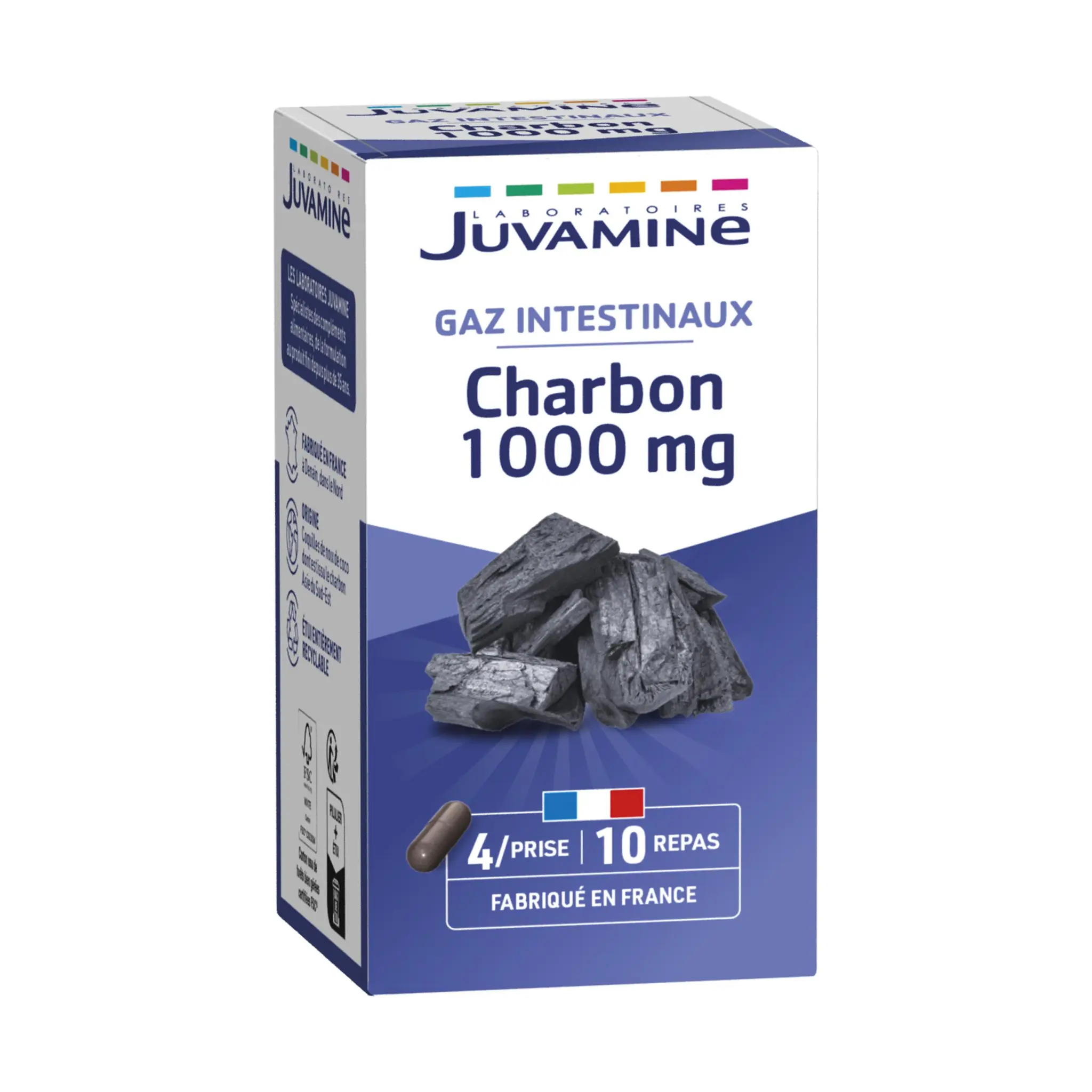 JUVAMINE Compléments charbon 1g ballonnements en gélules