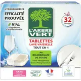 L'Arbre Vert Tablettes Lave-vaisselle Bicarbonate de Soude x32