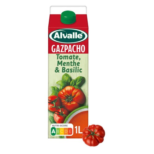 Alvalle Gazpacho Soupe Froide Tomate, Menthe et Basilic 1L