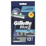 Gillette Blue II Plus Rasoirs Jetables 2 Lames Ultra-Affûtées + Bande Lubrifiante x12