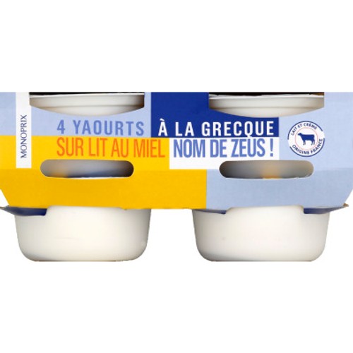 Monoprix Yaourt Grecque Sur Lit De Miel 4x150g