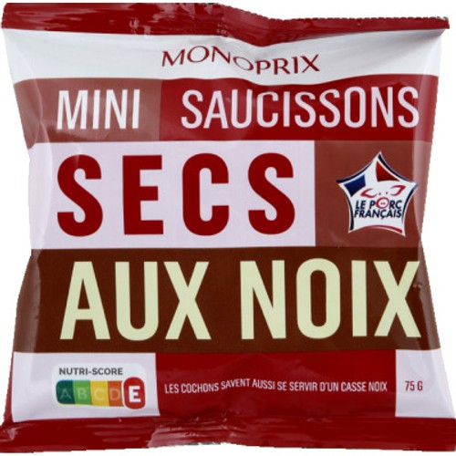 Monoprix Mini Saucisson Secs Aux Noix Qualité Supérieure 75g