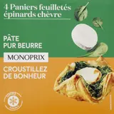 Monoprix Panier Feuilletés Chèvre Épinard x4 400g