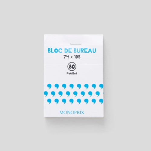 Monoprix Maison Bloc Notes, 7,4X10,5Cm, Petits Carreaux, 80 Feuilles, 80Gr/M²