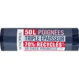 Monoprix Sacs Poubelle à poignées 70% recyclés 10x50L