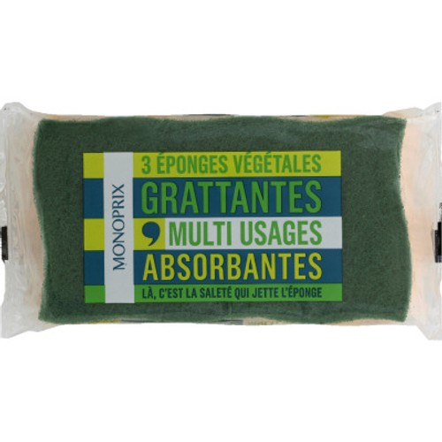 Monoprix Éponges Végétales Grattantes x3