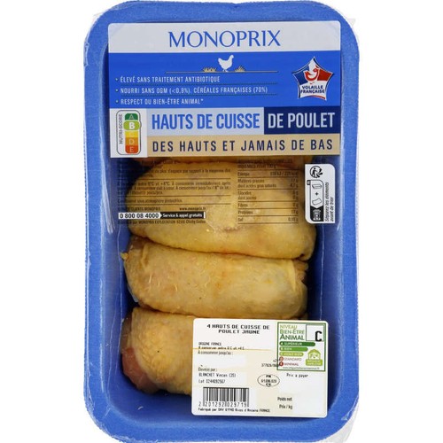 Monoprix Hauts De Cuisse De Poulet x4 - 550g