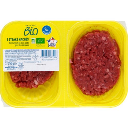 Monoprix Bio Steak haché 2x125g