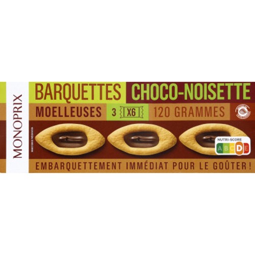 Monoprix Barquette Moelleuses Choco-Noisettes 120g