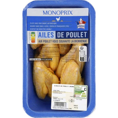 Monoprix Ailes de Poulet x6 375g