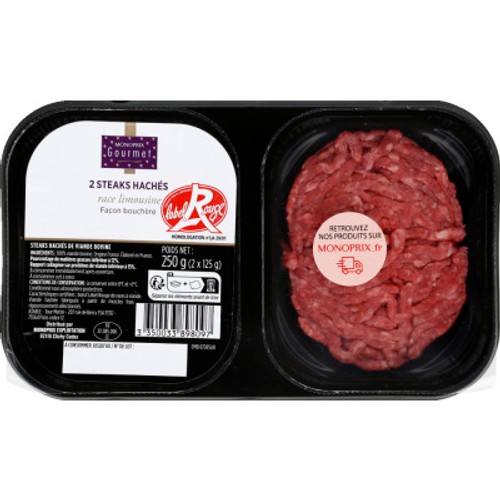 Monoprix Gourmet Steak haché 12% de Mg 2x125g