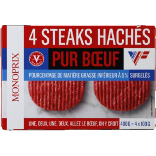 Monoprix Steak haché 5% de Mg 4x100g