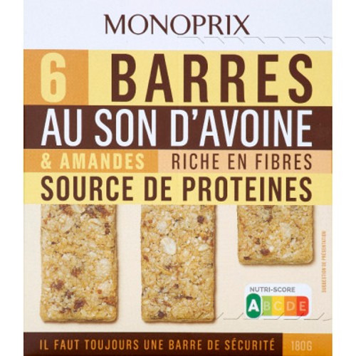 Monoprix 6 Barres son avoine 180g