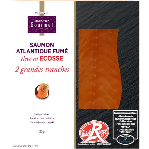 Monoprix Gourmet Saumon Fumé Label rouge 80g