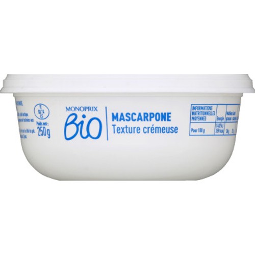Monoprix Bio Mascarpone Texture Crémeuse 250g