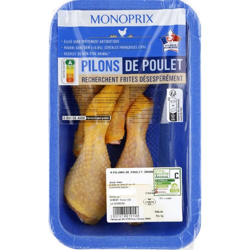 Monoprix Pilon De Poulet x4 - 450g