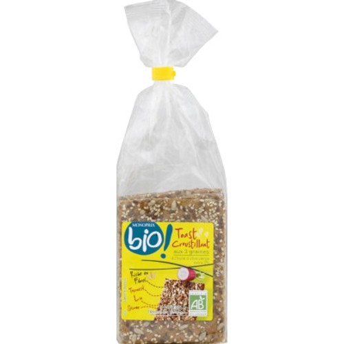 Monoprix Bio Toast aux 3 graines à l'huile d'olive 200g