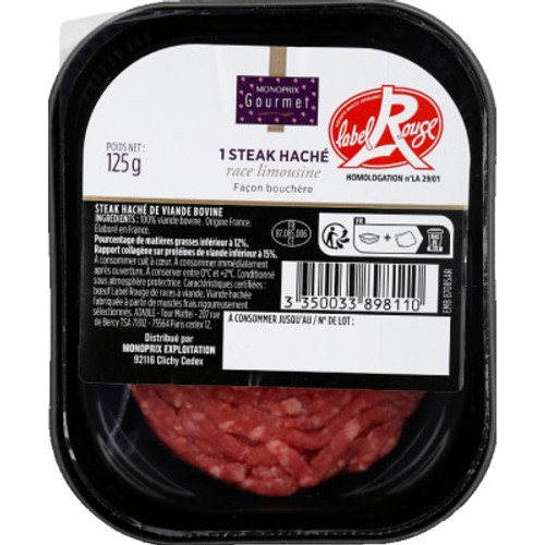 Monoprix Gourmet Steak haché 12% de Mg 125g