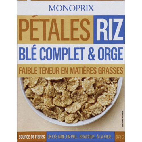Monoprix Pétales De Riz, Blé Complet & Orge 375g