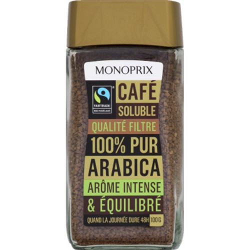 Monoprix Café Soluble 100% Arabica, Intense et Equilibré 100g