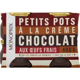 Monoprix Petits pots à la crème chocolat et aux oeufs frais 4x100g