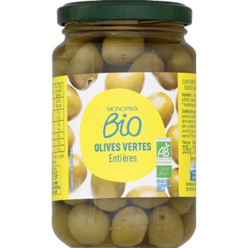 Monoprix Bio Olives vertes entières 210g