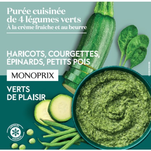 Monoprix Purée Aux 4 Légumes Verts 750g