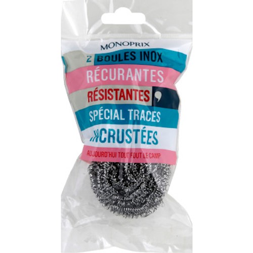 Monoprix Boules inox résistantes spécial traces incrustées x2