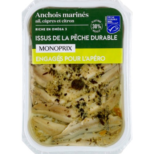 Monoprix Anchois à l'ail câpres et citron MSC 150g