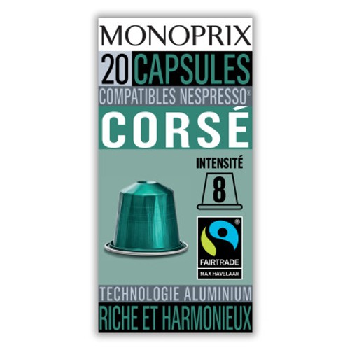 Monoprix Café Corsé Intensité 8 20 Capsules 100g