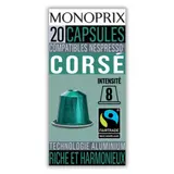 Monoprix Café Corsé Intensité 8 20 Capsules 100g