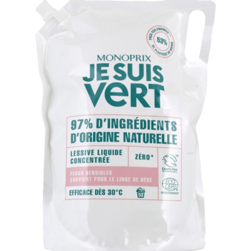 Monoprix Je Suis Vert Lessive Liquide Peaux Sensibles x53 Lavages