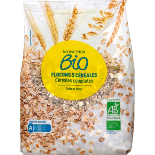 Monoprix Bio Flocons 5 céréales complètes 500g